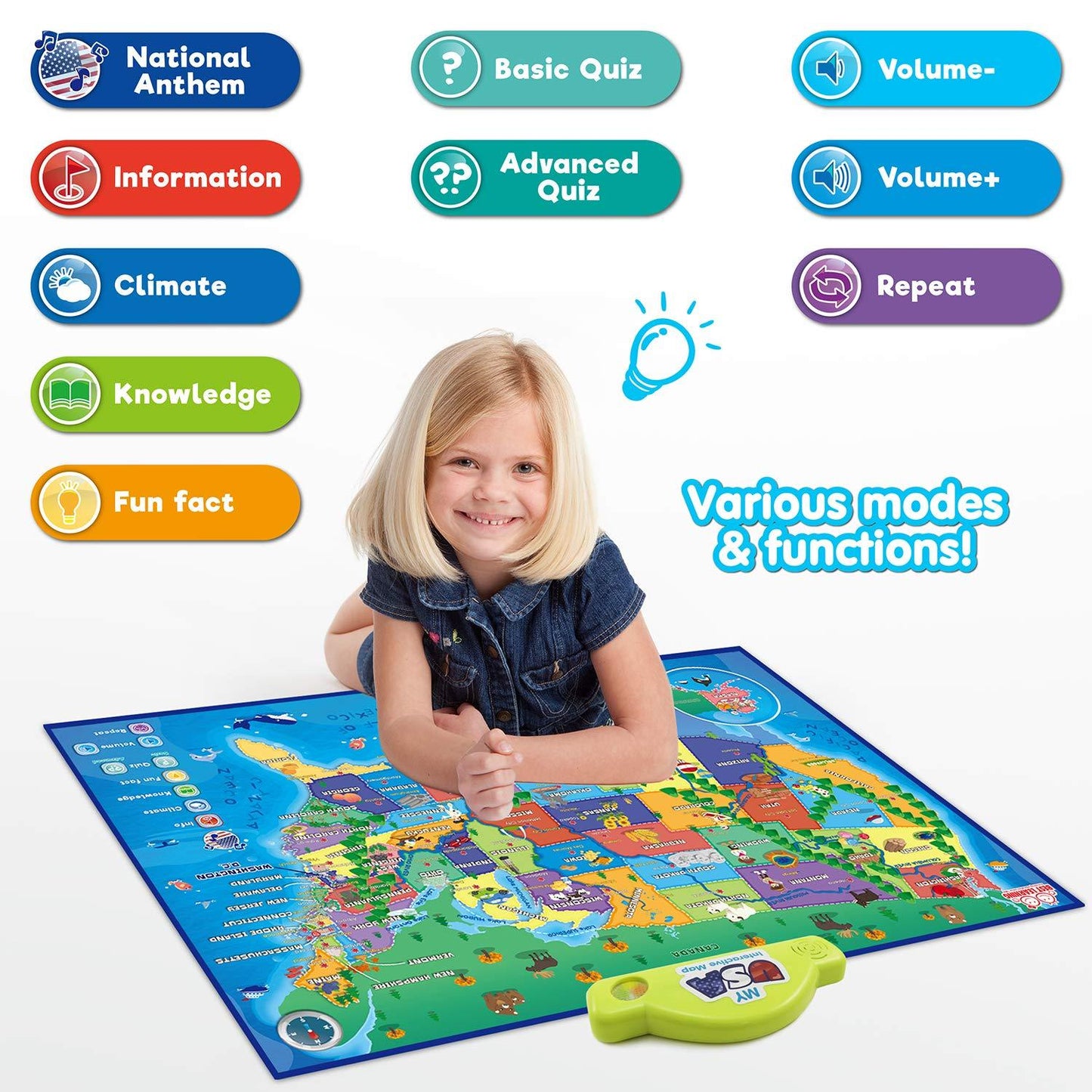 BEST LEARNING i-Poster My USA Interactive Map - Educational Talking Toy for Kids of Ages 5 to 12 Years