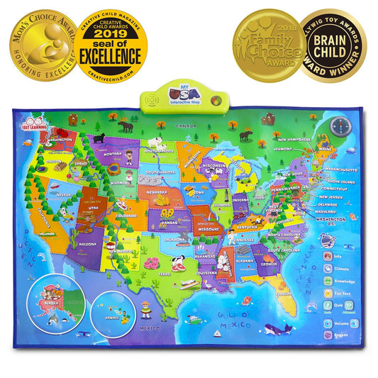 BEST LEARNING i-Poster My USA Interactive Map - Educational Talking Toy for Kids of Ages 5 to 12 Years